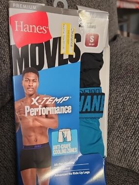Hanes X-Temp Performance Boxer Briefs in Teal and Black - Men's Small